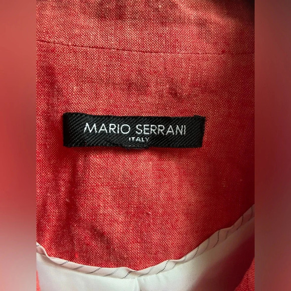 Mario Serrani Linen Cotton ruched 3/4 sleeve one button blazer Sz M 20” PTP - Picture 5 of 9
